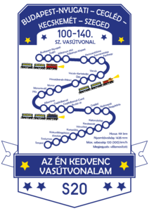 100-140. sz. vasútvonal – S20-as: Budapest-Nyugati – Cegléd – Kecskemét – Szeged